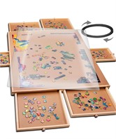 PLAYVIBE Rotating Jigsaw Puzzle Board with Drawers