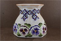 World Bazaar Inc Purple Pansies Vase