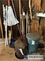 MISC. YARD TOOLS: STRING TRIMMER, GARDEN RAKES, SN