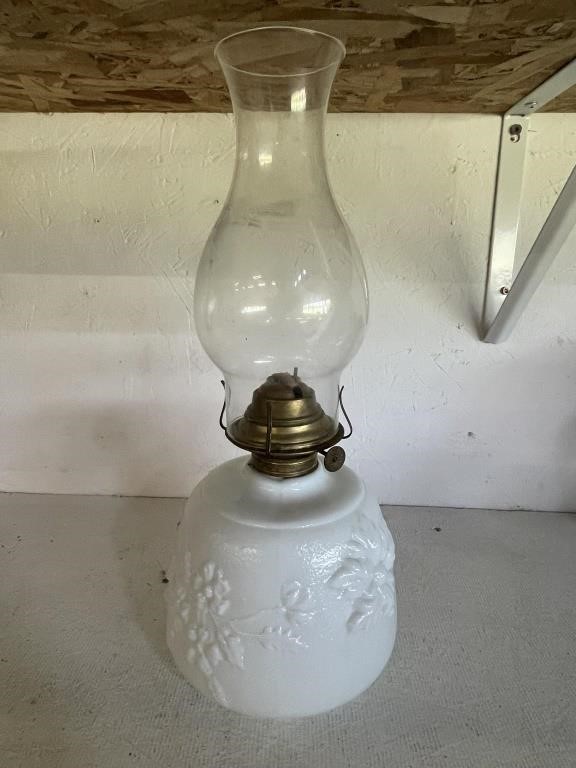 1930's Milk Glass Oil Lamp