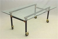 Glass Top Rolling Table