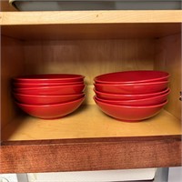 10 Red Cereal / Soup Bowls