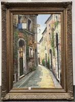 OLD WORLD STREET VIEW - OIL ON CANVAS - ARTIST