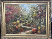 SPRING PATH THROUGH THE WOODS - OIL ON CANVAS -