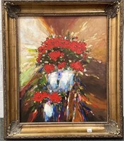 ABSTRACT FLORAL STILL LIFE - OIL ON CANVAS -
