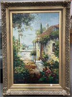 OLD WORLD ENTRY GARDEN BY COLMAN - OIL ON CANVAS -
