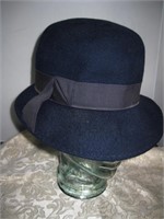 Vintage Womans Navy Wool Ritz Hat