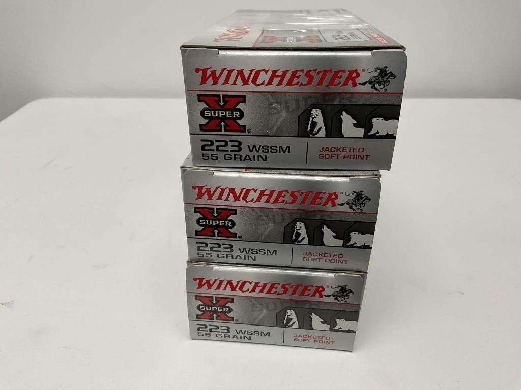 3 Boxes of Winchester SuperX 223 WSSM 55gr jackete