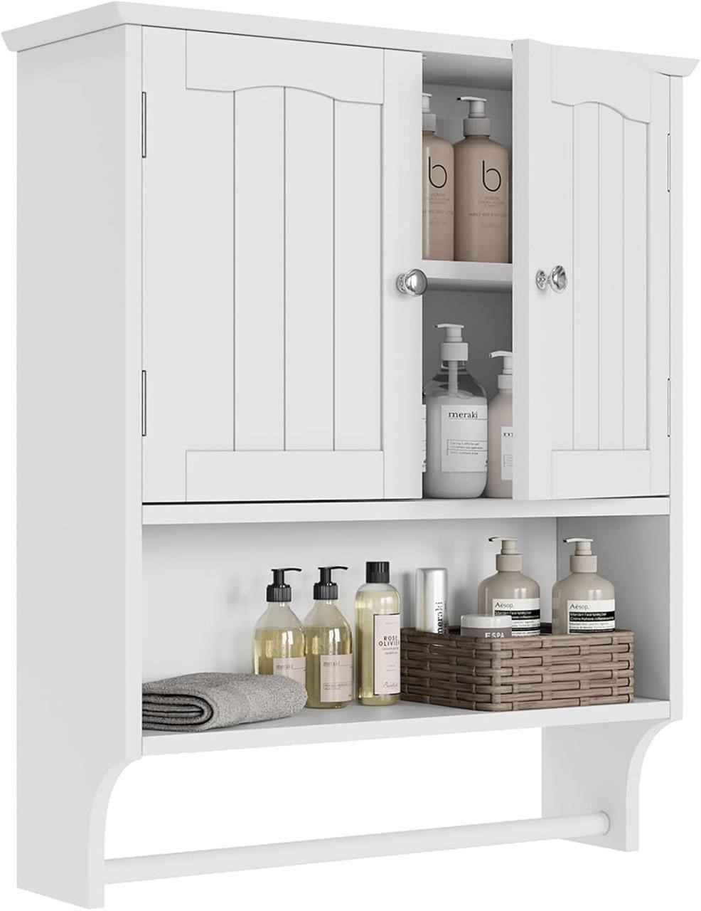 ($215) White Bathroom Cabinet Wall Mounted