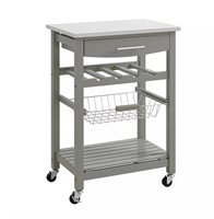 Linon Home Décor Products Royce Gray Kitchen Cart