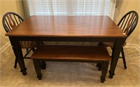 FARMHOUSE SOLID WOOD TABLE WITH BLACK PAINTED