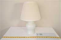 Small Table Lamp White Ceramic Base & White Shade