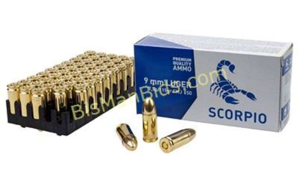 SCORPIO AMMO 9MM 115GR FMJ - 400 Rounds