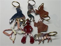 (7) Metal Western & Southwest Themed Key Rings -