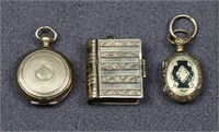 (3) Victorian Gold-Filled Tintype Photo Lockets