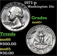 1971-p Washington Quarter 25c Grades GEM+ Unc