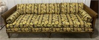 (I)MCM Floral couch with wood frame and caned side