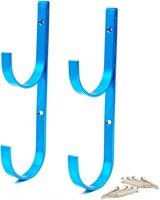 Aluminum Pole Hanger Set, Blue, 2-Pack (4 Hooks)