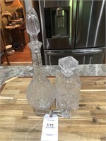 2 Cut Glass Decanters & extra stopper