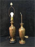 2 Cloisonné Brass Lamps