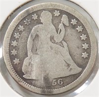 1856 SEATED LIBERTY DIME 10C