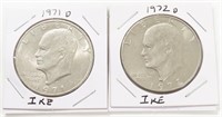 1971-D & 1972-D EISENHOWER SILVER DOLLARS