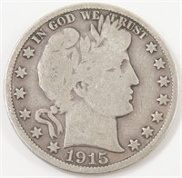 1915 BARBER SILVER HALF DOLLAR