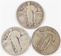 LOT OF THREE STANDING LIBERTY SILVER QUARTERS