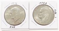 1976 & 1976-D TYPE 1 EISENHOWER SILVER DOLLARS