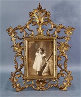 Victorian Foliate Cast Brass Photo Frame