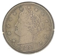 1883  "V"  5 Cent  VF
