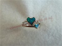 Double Heart Ring ~ Marked 925 ~ Sterling Silver