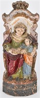 Antique Madonna & Child Santo Polychrome Figure