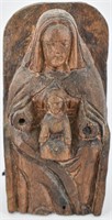 Antique Virgin & Child Wood Santo Folk Carving