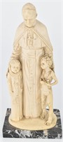 A. Santini Pope John Paul II & Children Sculpture