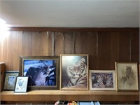 Framed Tiger and Cougar Themed Artwork