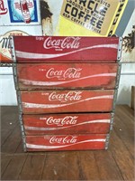STACK OF 5 MIXED WOODEN SODA POP CRATES