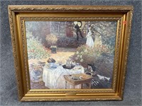 CLAUDE MONET LUNCH IN THE GARDEN PRINT ON CANVAS