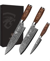 Damascus Kitchen Knife Set 3 Pieces, Chef