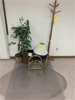 Desk chair mats, faux plant, brass color magazine