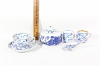 VTG Blue willow cups and saucers,spoon, etc.