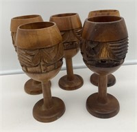Wood Carved Monkey Pod Goblets from the