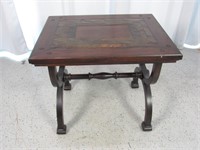 Wooden & Iron Brown Side Table