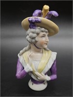 Antique German Porcelain Half Doll Hat Pin Holder