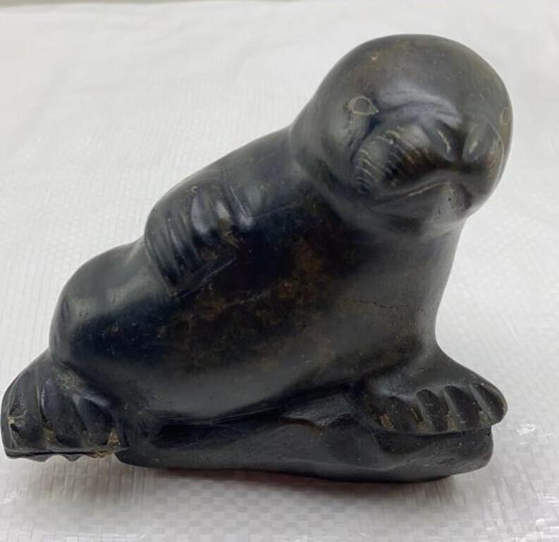 5in Inuit soapstone carving sculpture walrus