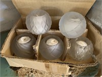SET OF 5 CANDLES W/ GLASS HOLDERS