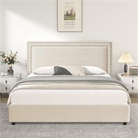VECELO Upholstered Bed Frame w/ Storage Drawers, Q