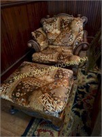Nice Antique wooden armchair and ottoman