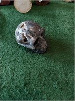 Moss Agate Carved Skull