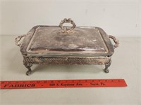 Silverplate Serving Stand w Glass Dish